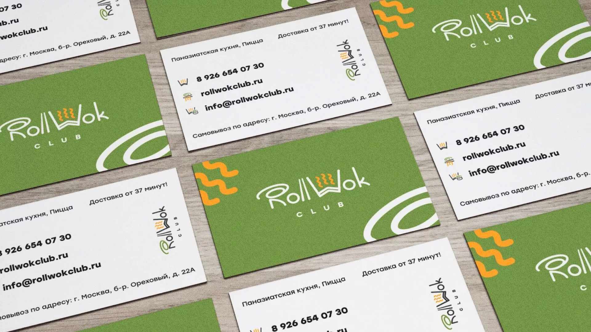 Разработка дизайна визиток суши-бара «Roll Wok Club» в Туле